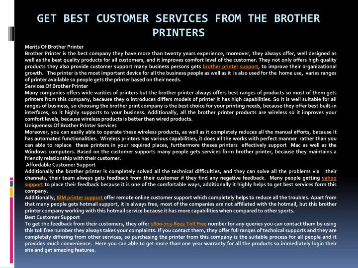 get best customer services from the brother printers