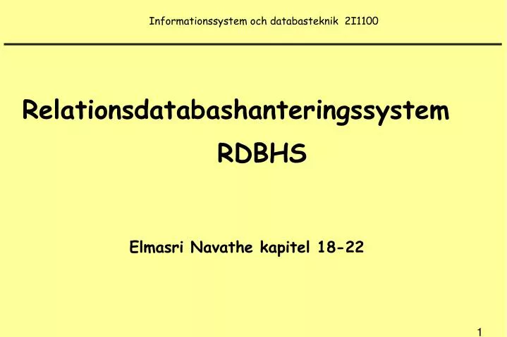 informationssystem och databasteknik 2i1100