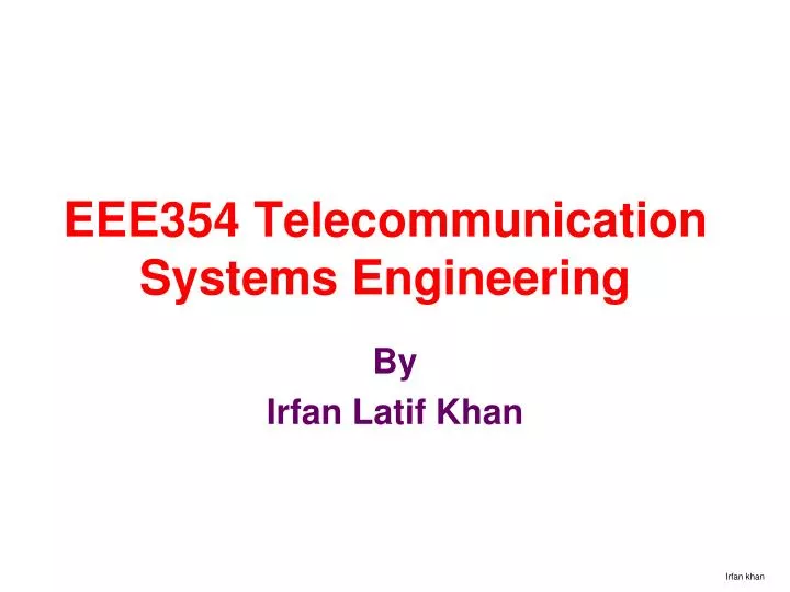 eee354 telecommunication systems engineering
