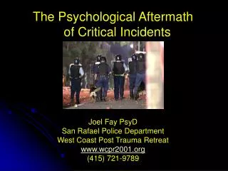 The Psychological Aftermath of Critical Incidents
