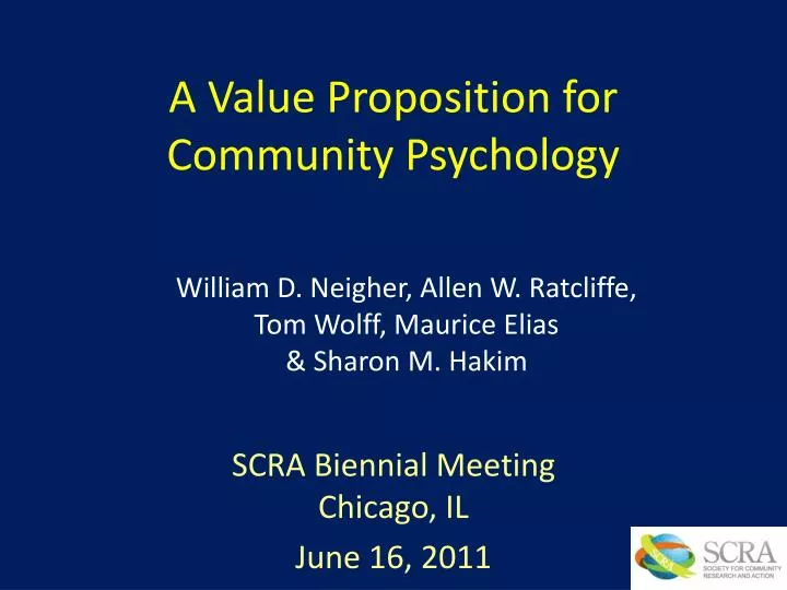 a value proposition for community psychology