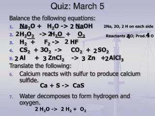 Quiz: March 5