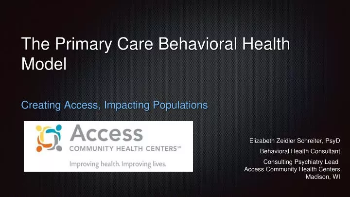 the primary care behavioral health model