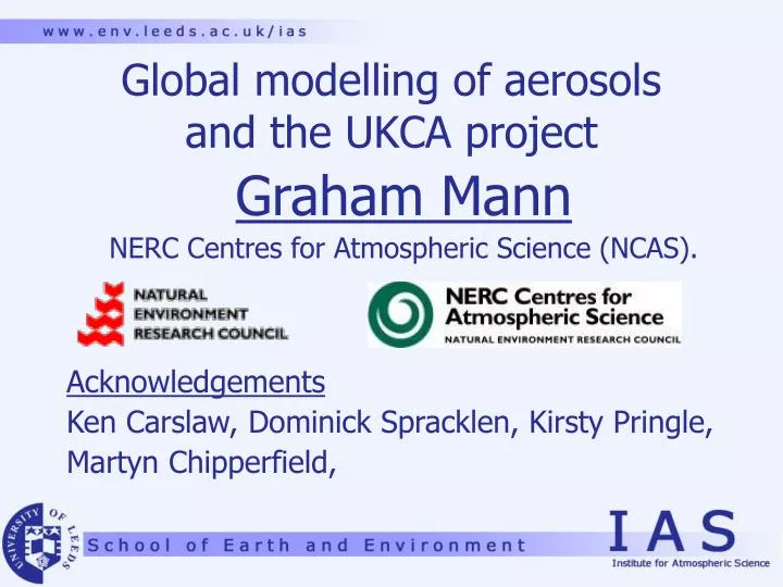 global modelling of aerosols and the ukca project