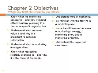 Chapter 2 Objectives