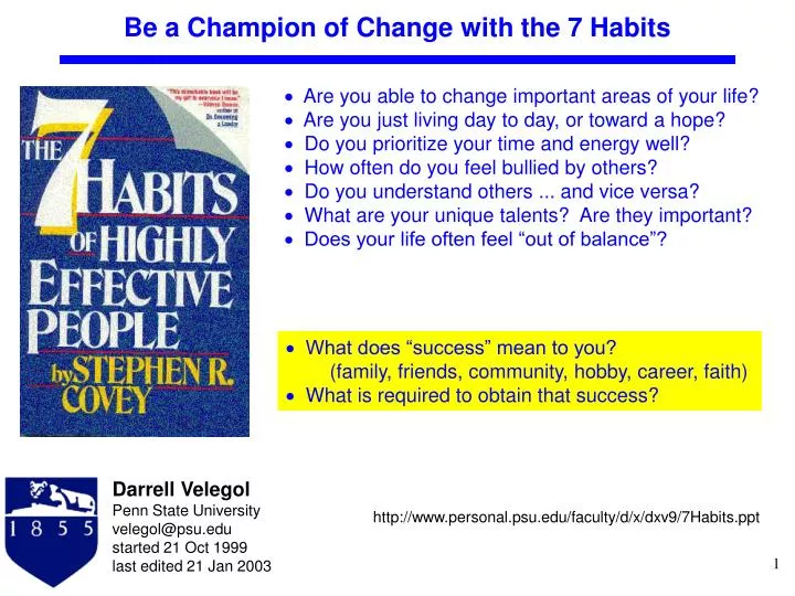 be a champion of change with the 7 habits