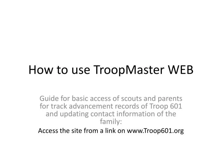 how to use troopmaster web