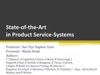 State-of-the-Art in Product Service-Systems