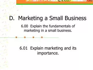 D. Marketing a Small Business