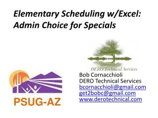 Elementary Scheduling w/Excel: Admin Choice for Specials