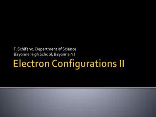 Electron Configurations II