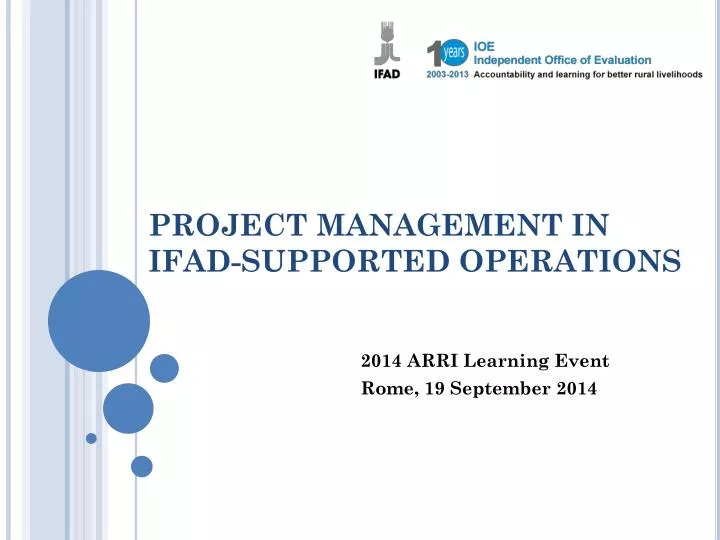 project management in ifad supported operations