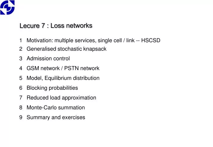 lecure 7 loss networks