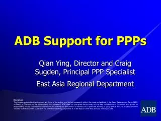 ADB Support for PPPs