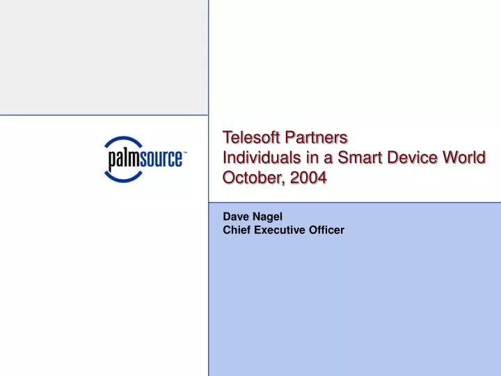 telesoft partners individuals in a smart device world october 2004