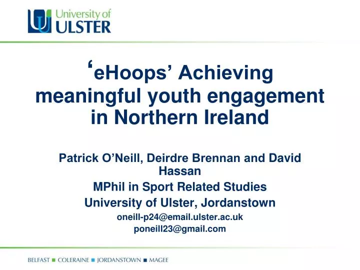 ehoops achieving meaningful youth engagement in northern ireland
