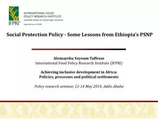 Alemayehu Seyoum Taffesse International Food Policy Research Institute (IFPRI)
