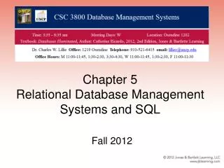 Chapter 5 Relational Database Management Systems and SQL