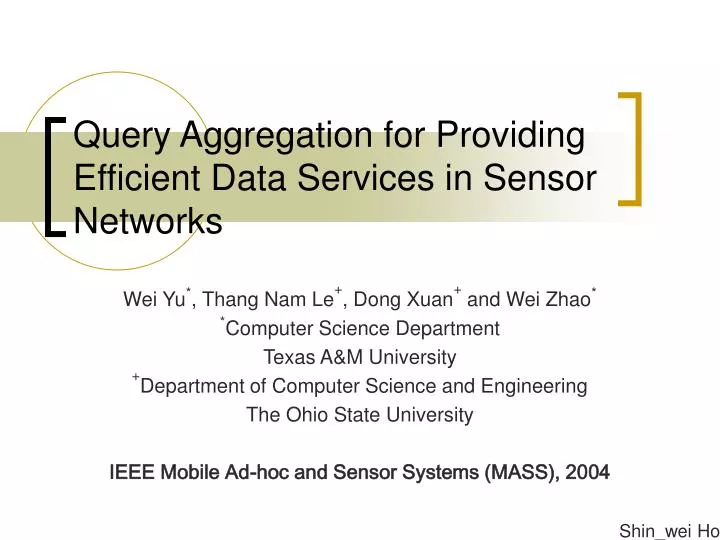 query aggregation for providing efficient data services in sensor networks