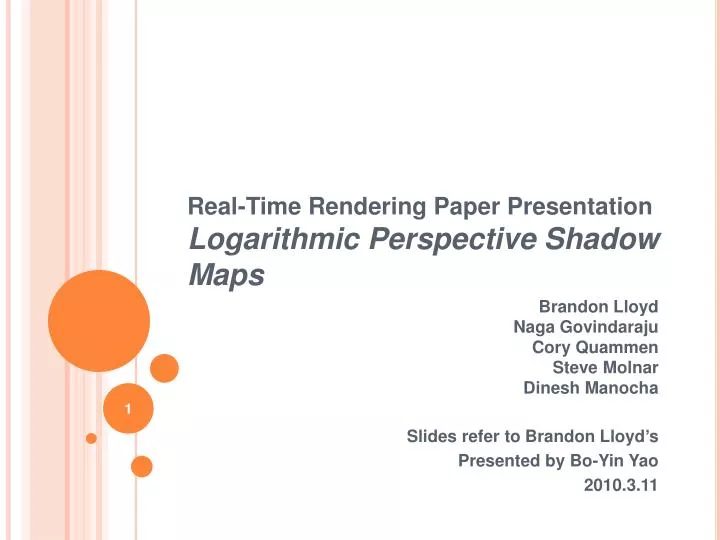 real time rendering paper presentation logarithmic perspective shadow maps