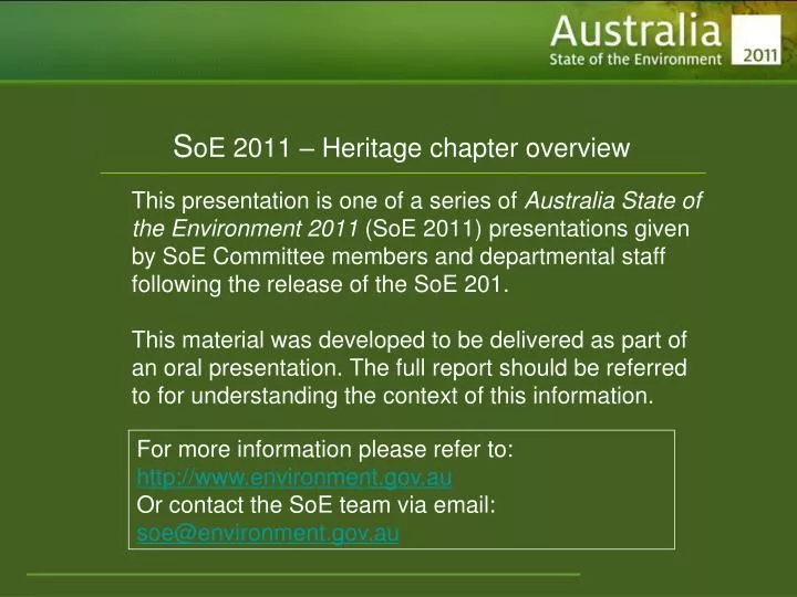 s oe 2011 heritage chapter overview