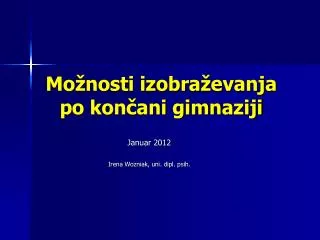 mo nosti izobra evanja po kon ani gimnaziji