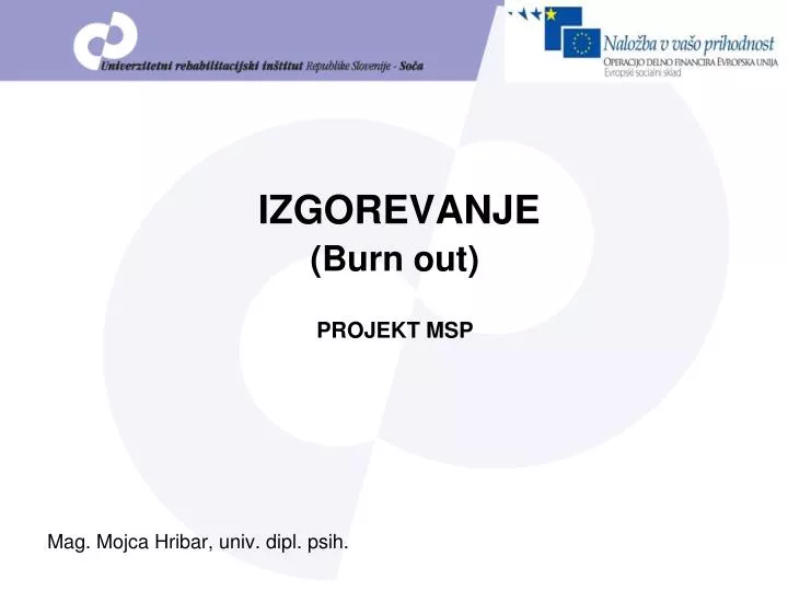 izgorevanje burn out projekt msp