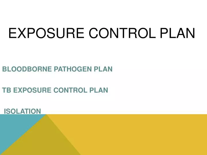 bloodborne pathogen plan tb exposure control plan isolation