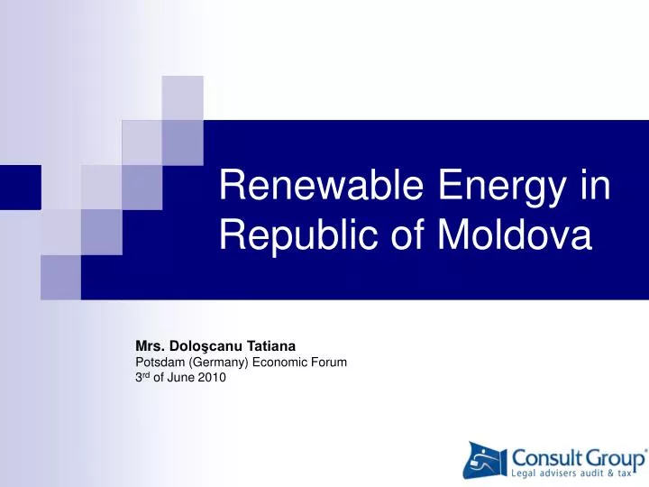 r enewable e nergy in republic of moldova