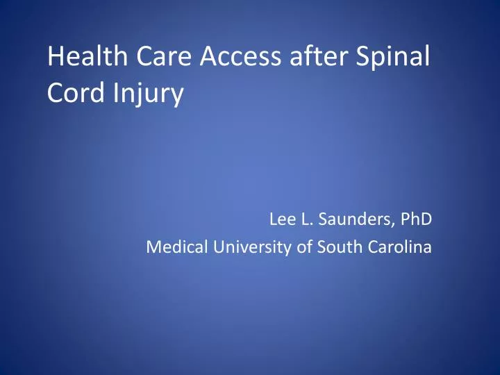 health care access after spinal cord injury