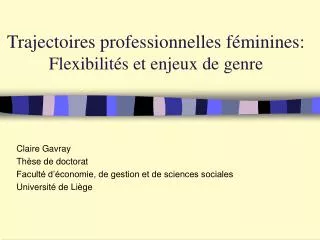 trajectoires professionnelles f minines flexibilit s et enjeux de genre