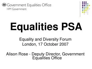 Equality and Diversity Forum London, 17 October 2007