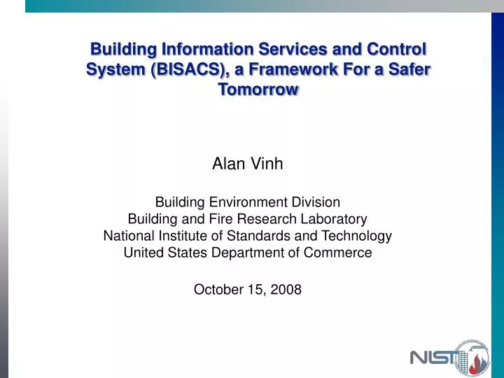 building information services and control system bisacs a framework for a safer tomorrow