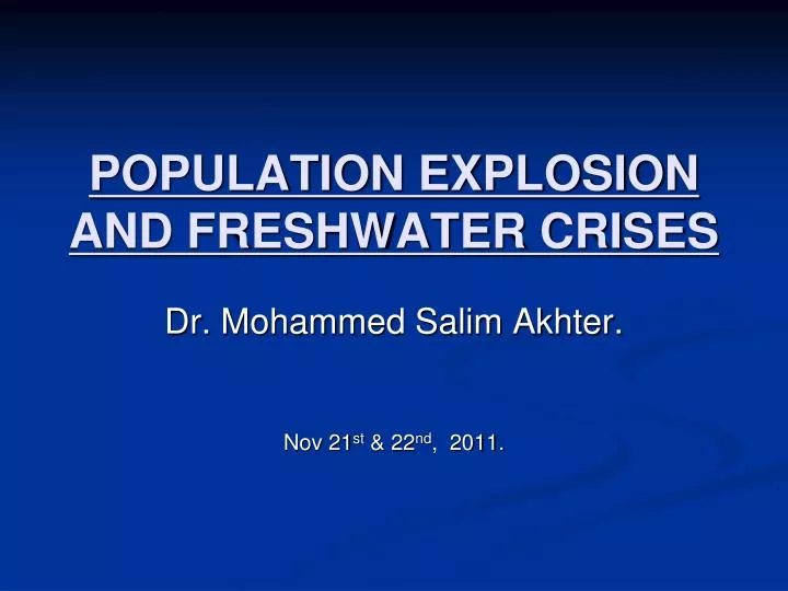 population explosion and freshwater crises