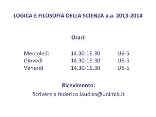logica e filosofia della scienza a a 2013 2014