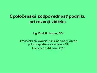 spolo ensk zodpovednos podniku pri rozvoji vidieka