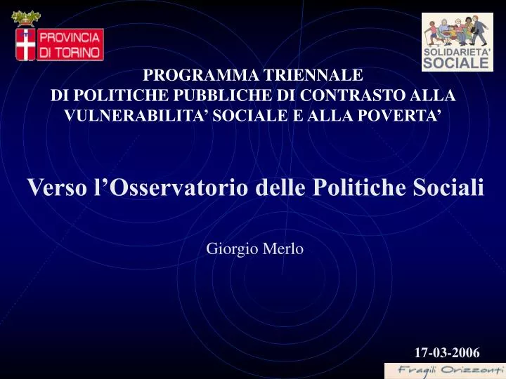 programma triennale di politiche pubbliche di contrasto alla vulnerabilita sociale e alla poverta