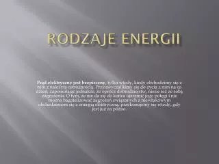 rodzaje energii