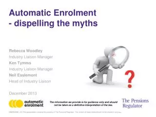 Automatic Enrolment - dispelling the myths