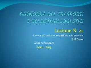 economia dei trasporti e dei sistemi logi stici