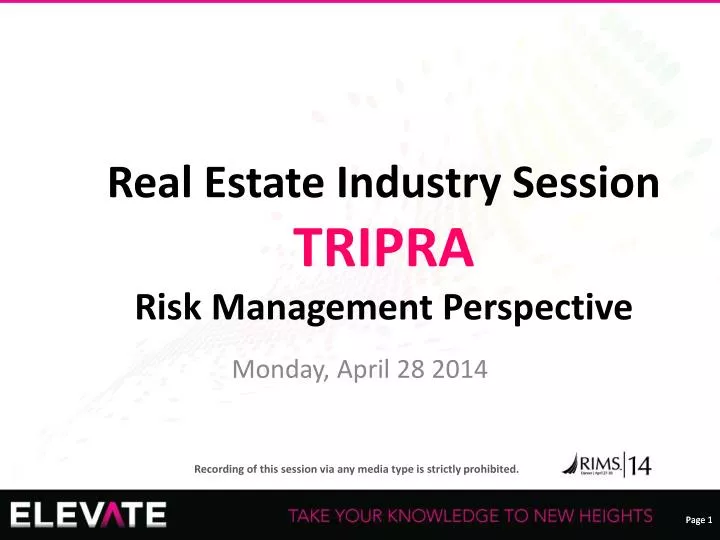 real estate industry session tripra risk management perspective