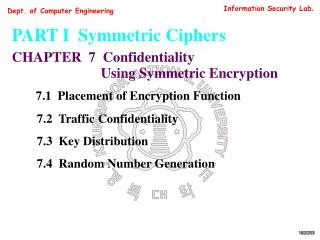 PART I Symmetric Ciphers CHAPTER 7 Confidentiality