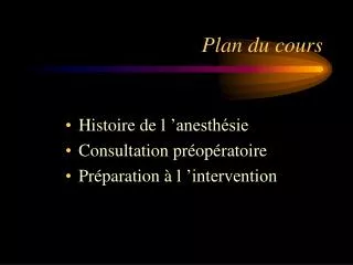 plan du cours