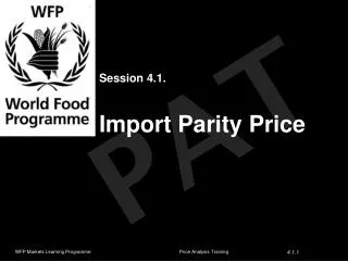 Session 4.1. Import Parity Price