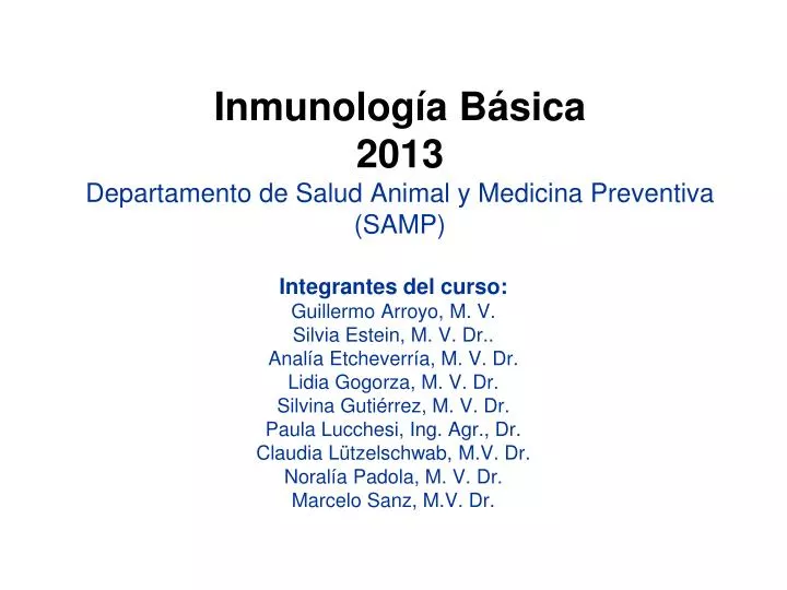 inmunolog a b sica 2013 departamento de salud animal y medicina preventiva samp