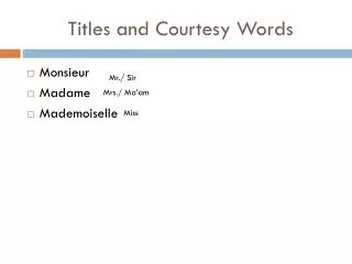 titles and courtesy words