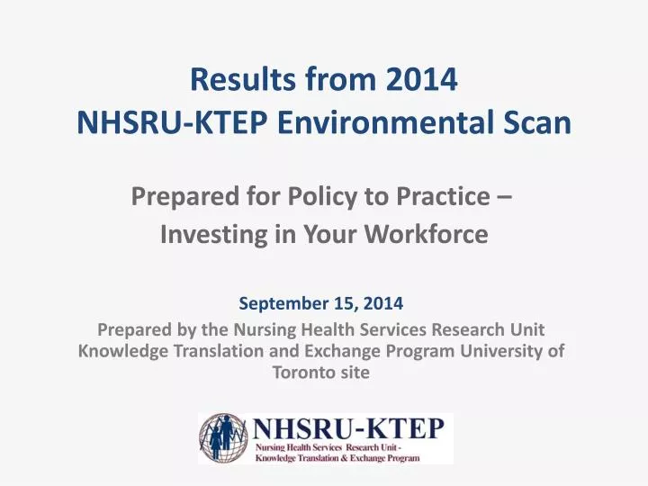 results from 2014 nhsru ktep environmental scan