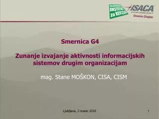 smernic a g 4 zunanje izvajanje aktivnosti informacijskih sistemov drugim organizacijam