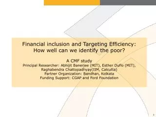 How to include the poorest of the poor into microfinance?