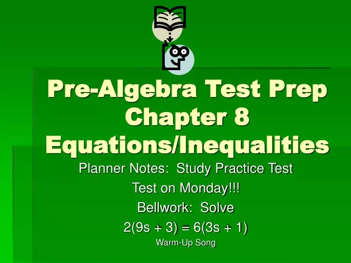 pre algebra test prep chapter 8 equations inequalities